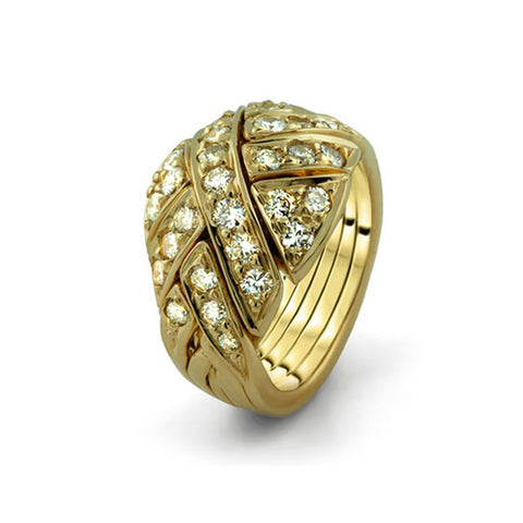 gold puzzle rings with diamonds from bestpuzzlering.com