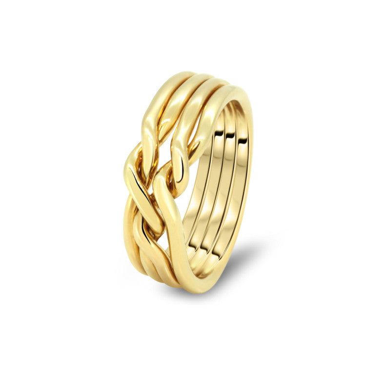 Womens Gold 4CN-L Puzzle Rings Creations