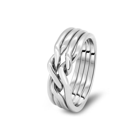 Silver Puzzle Ring 4CN-L